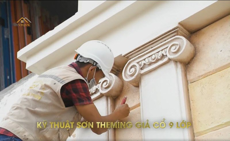 Theming giả cổ 9 lớp Shophouse The Center Địa Trung Hải